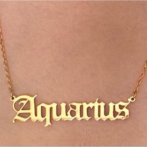 Gold Aquarius Stainless Steel Necklace
